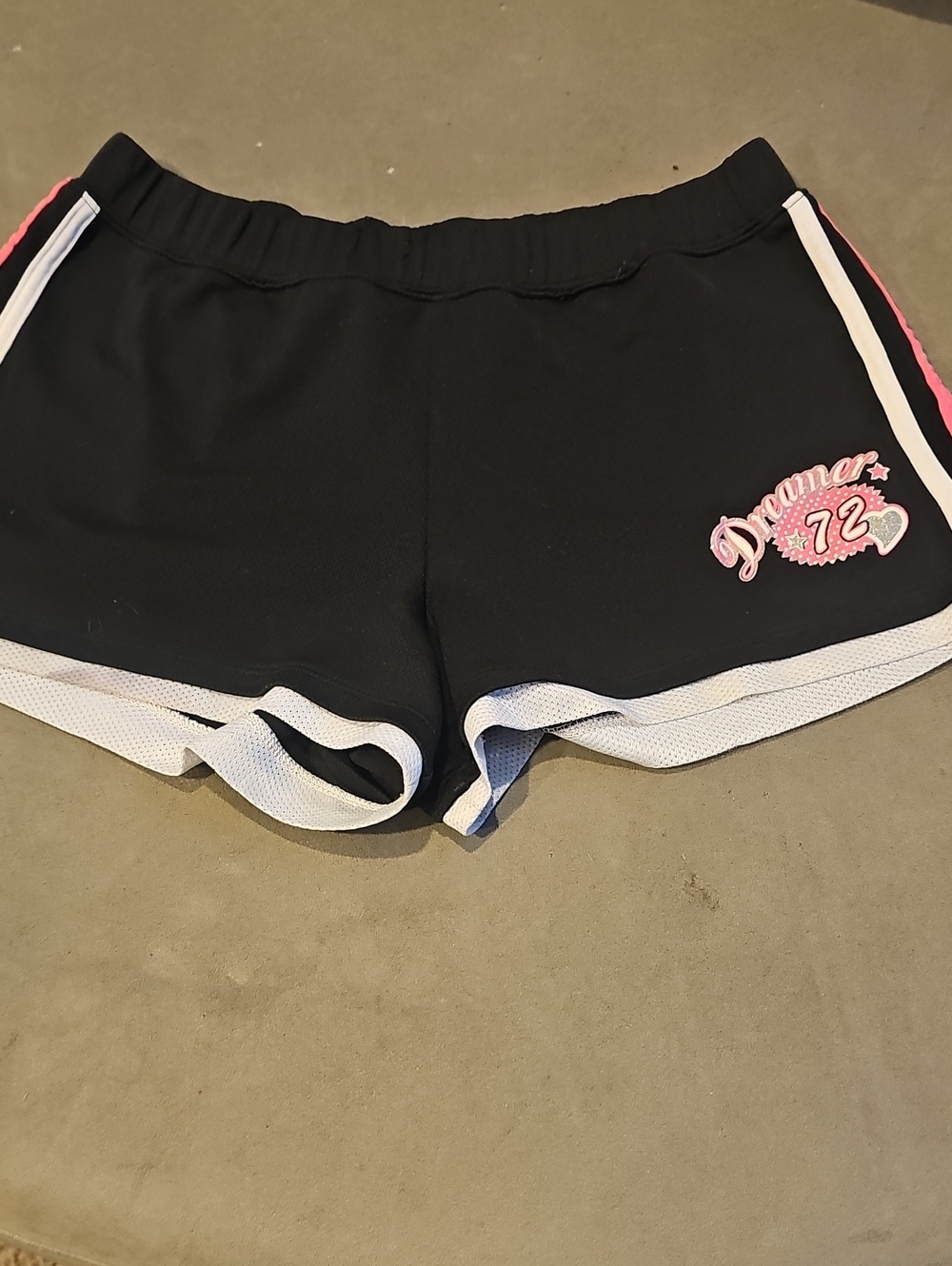 Self Esteem Black Athletic Shorts with White Trim and Pink Accent